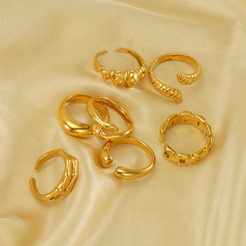 Aurantia Ring Set with stainless steel PVD gold plating, durable and tarnish resistant-1