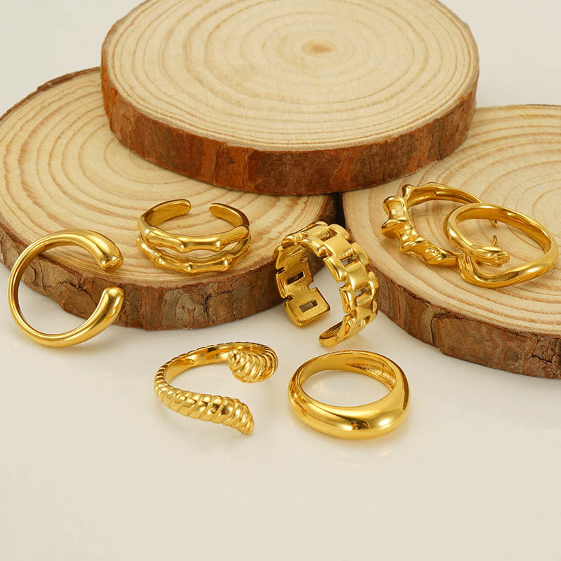 Aurantia Ring Set with stainless steel PVD gold plating, durable and tarnish resistant-2