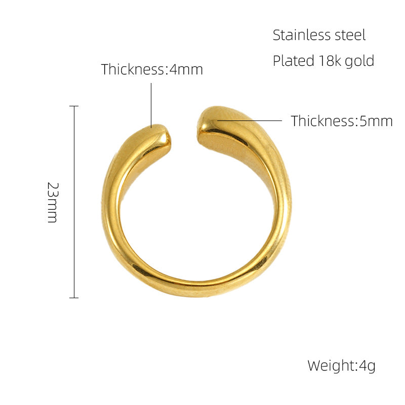 aurantia-ring-Gold hoop earring with measurements and material details on a white background