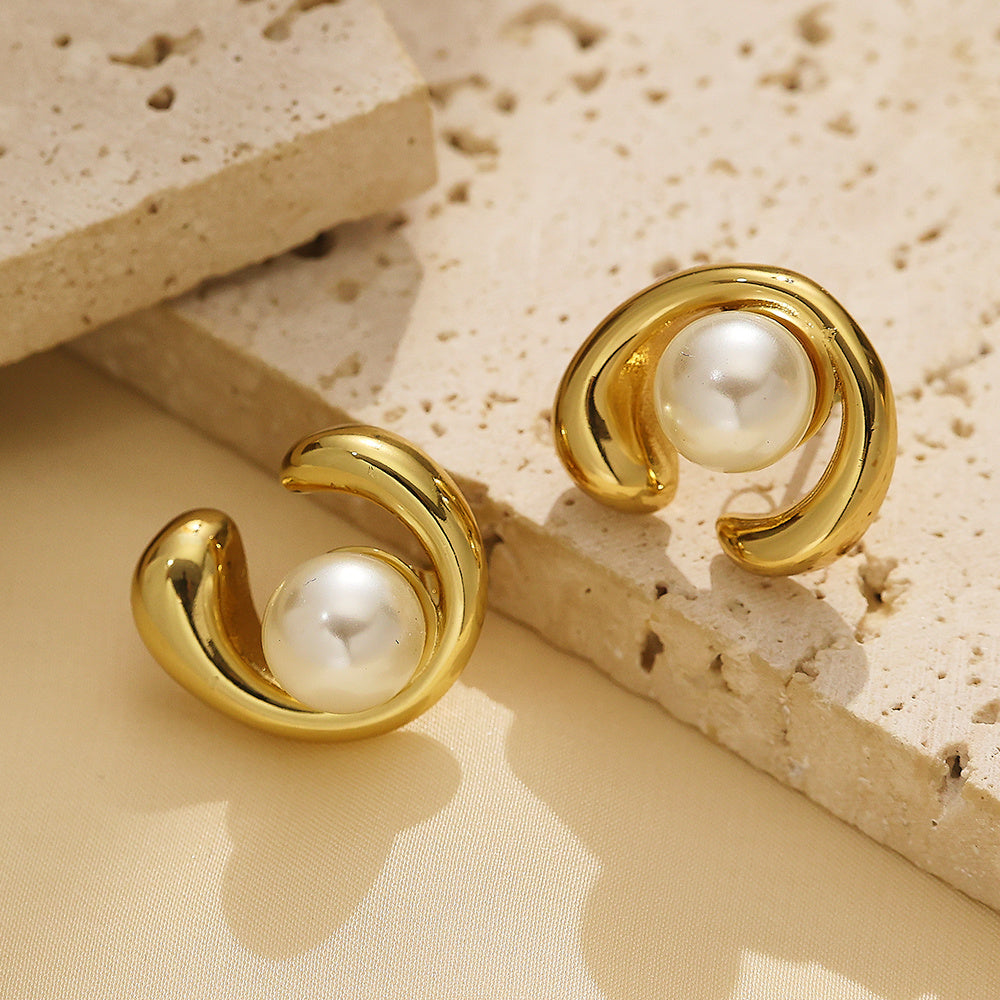 Eterna Swirl Studs – gold-plated stainless steel spiral stud earrings