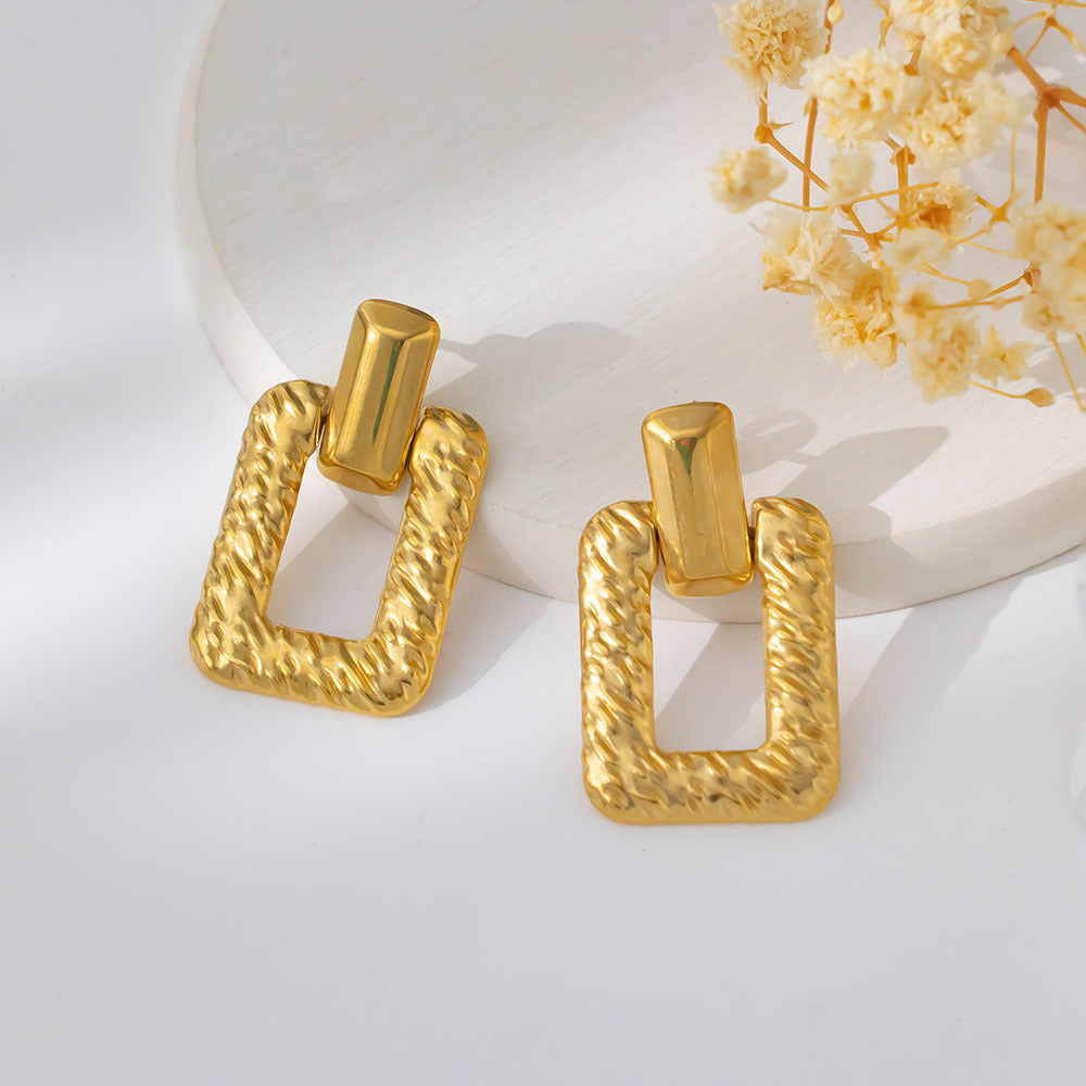 Gilded Links Drop Earrings – gold-plated stainless steel rectangular design