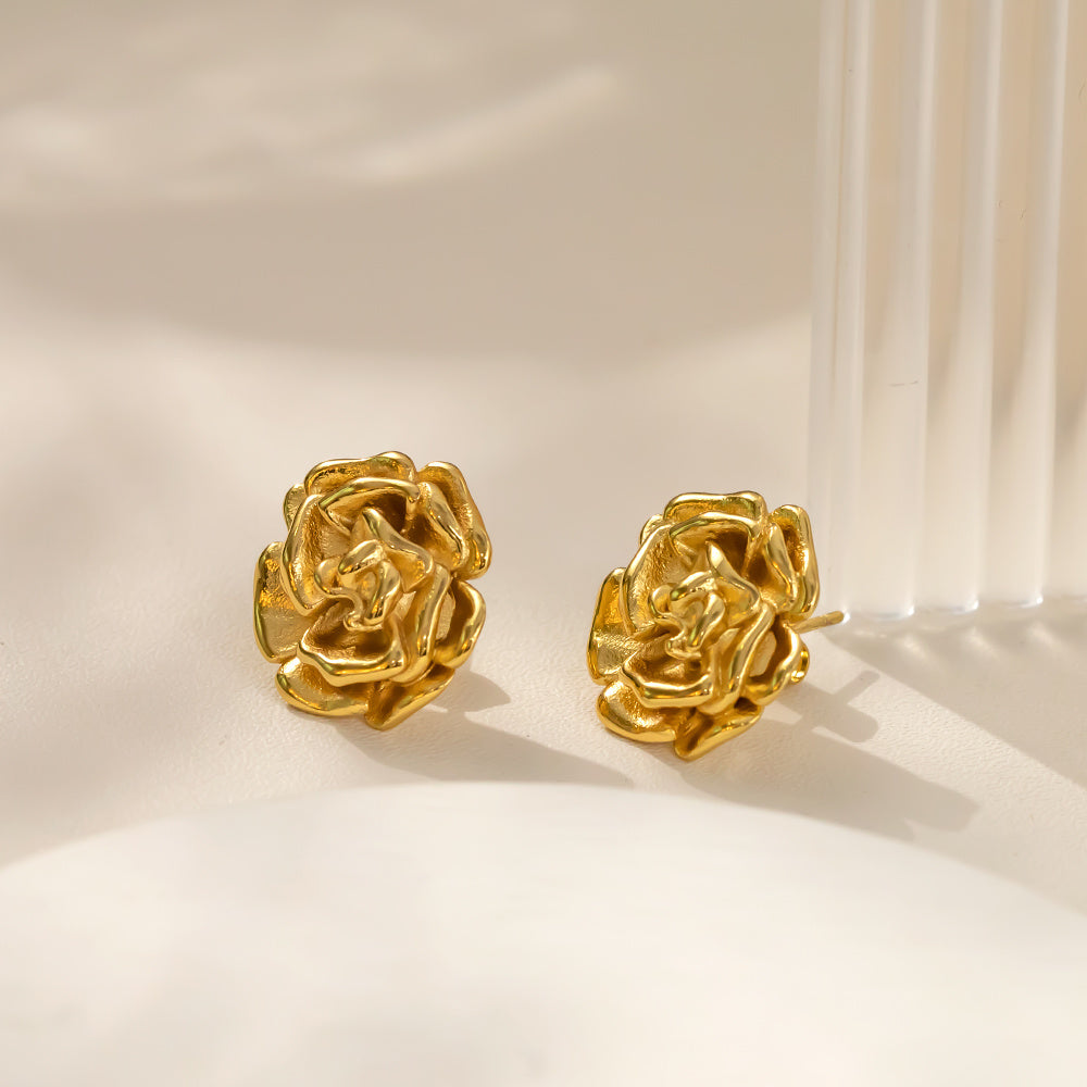 Golden Bloom Crystal Stud Earrings – anti-tarnish elegant jewelry