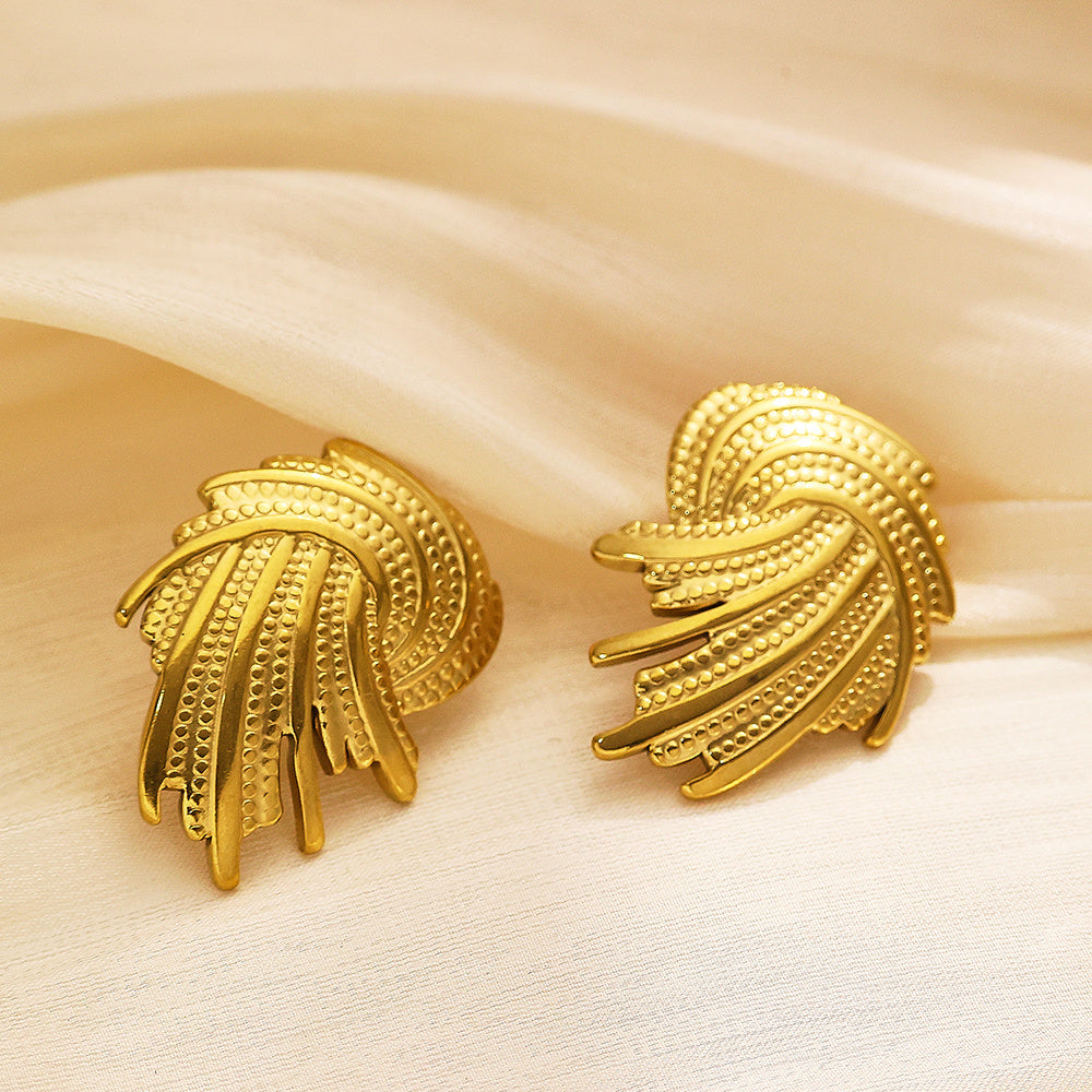 Verdant Wings Studs – gold-plated stainless steel wing-inspired earrings