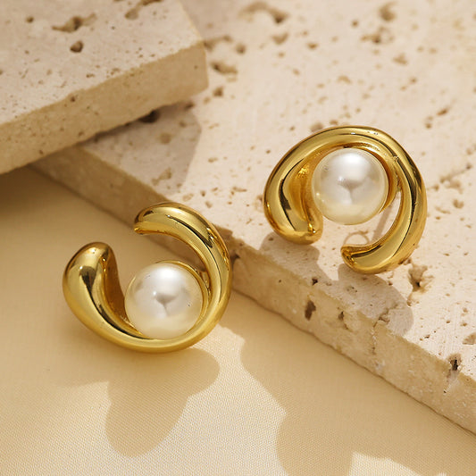 Eterna Swirl Studs – gold-plated stainless steel spiral stud earrings