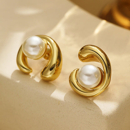 Eterna Swirl Stud Earrings – anti-tarnish gold swirl design jewelry