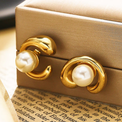 Eterna Swirl Stud Earrings – anti-tarnish gold swirl design jewelry 1