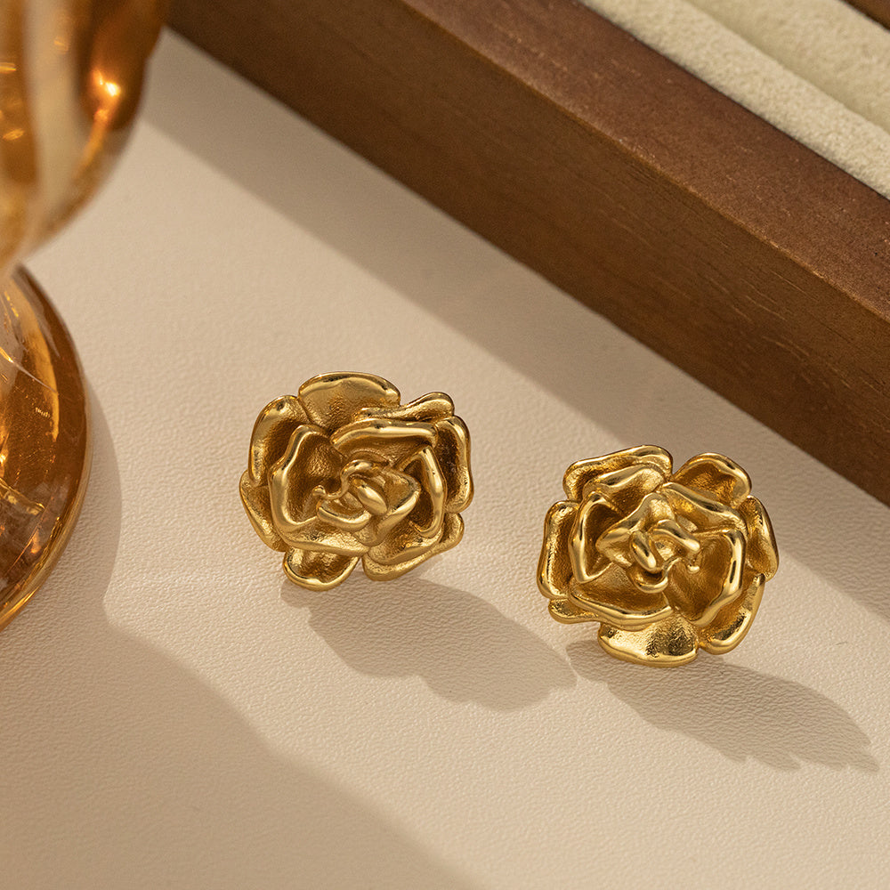 Golden Bloom Studs – gold-plated stainless steel floral stud earrings