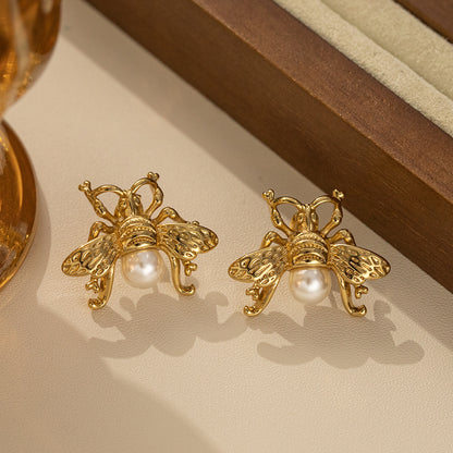 Honey Luxe Studs – gold-plated stainless steel crystal stud earrings 1