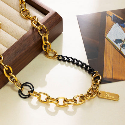 Midnight Link Necklace with anti-tarnish finish, modern statement jewelry