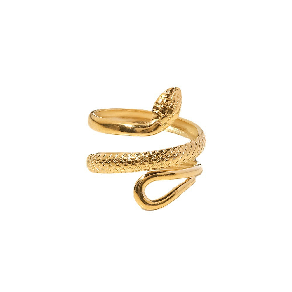 Serpentine Grace Ring – gold-plated stainless steel snake-inspired design