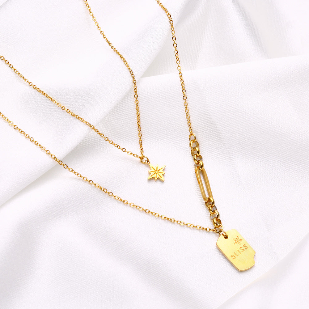 Starlit Bliss Necklace – gold-plated stainless steel chain with star design