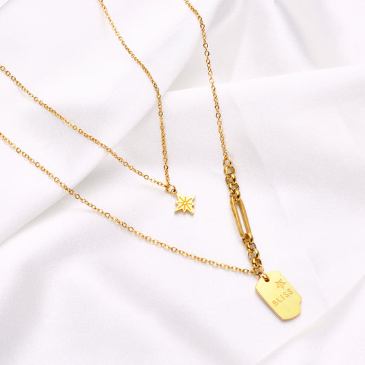 Starlit Bliss Necklace – gold-plated stainless steel chain with star design