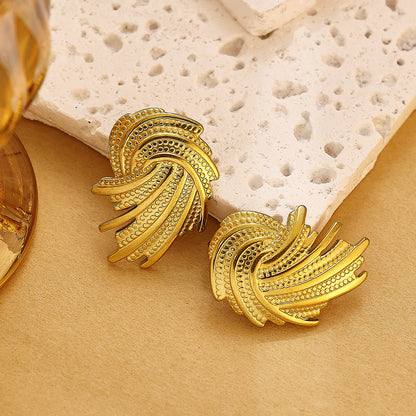 Verdant Wings Stud Earrings – anti-tarnish textured gold jewelry